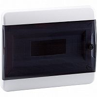 Распределительный шкаф OptiBox P 12 мод., IP41, встраиваемый, пластик, прозрачная черная дверь |  код. 117945 |  КЭАЗ